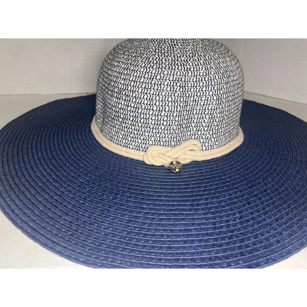 L’Atelier Du Sac Made in Italy Blue White Paper Straw Wide Brim Sun Hat